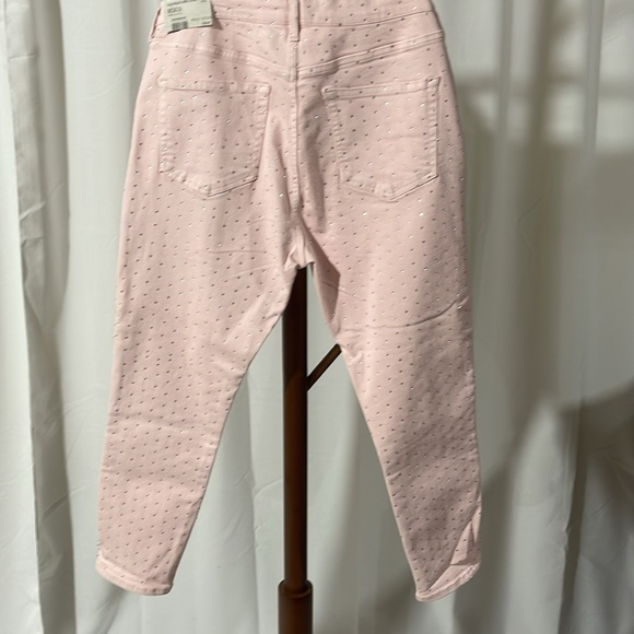 TOPSHOP PETITE ROCKABILLY PINK RHINESTONED ANKLE GRAZER JEANS 34/28 NEW - Picture 8 of 8